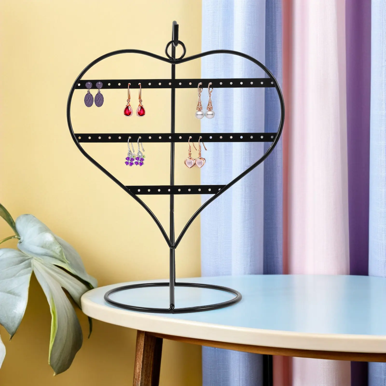 Metal Earring Organizer Stand Heart Design Jewelry Display Rack for Retail Stores Live Streaming Events Small Space Saving