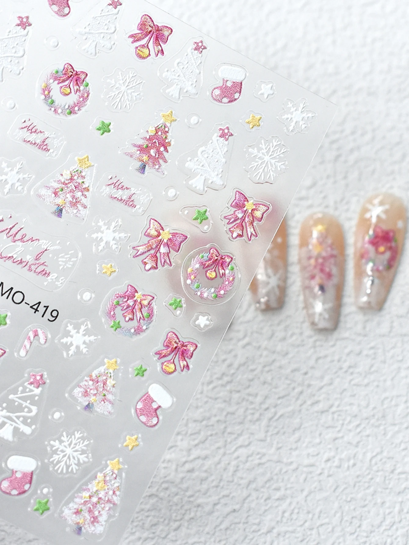 3/6 ورقة عيد الميلاد مسمار الفن ملصقات ندفة الثلج شجرة سانتا تنقش مسمار الشارات لقضاء عطلة مانيكير الديكور #6