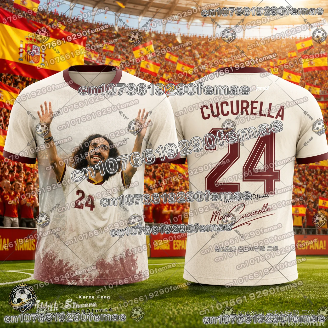 2026 New Marc Cucurella Football Jersey Spain No.24 Soccer Fan T Shirt Personalized Player Styl Breathable Outdoor Casual Wear