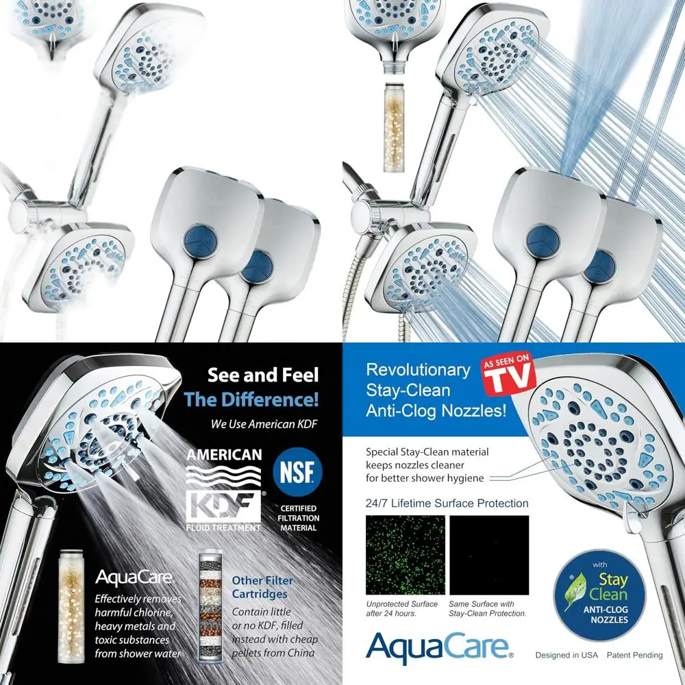 

6-Way High-Pressure 82-Spray Filtered Shower Combo - Handheld Shower Filters Chlorine for Dry Skin Relief and Hair Revival - Dua