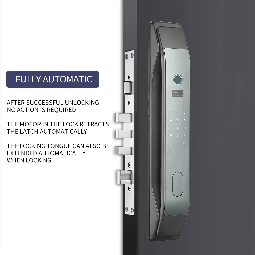 004 Tuya Intelligent Lock WiFi App Remote Unlock Automatic Fingerprint Password Key Card Lock Smart Home Door Lock