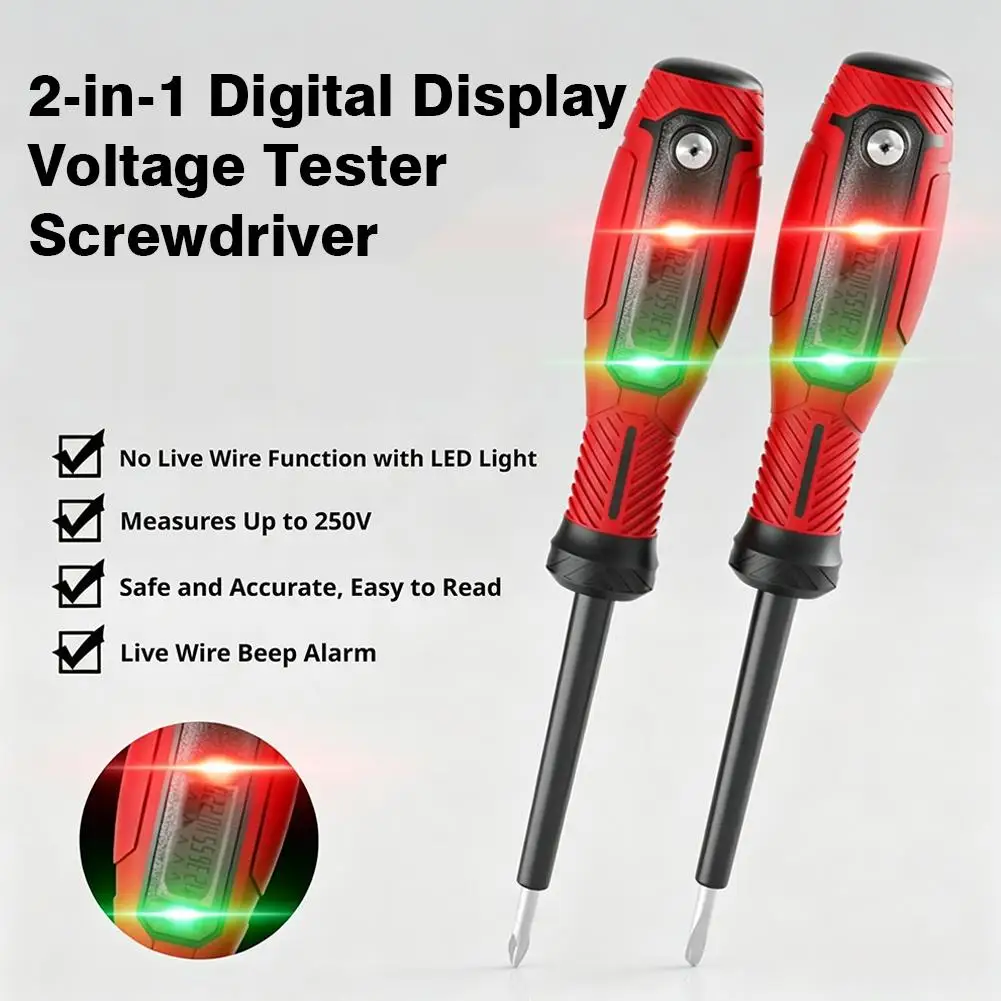 2-in-1 Digital Display Voltage Tester Screwdriver Multi Functional LED Digital Display Intelligent Test Pen For Electricians