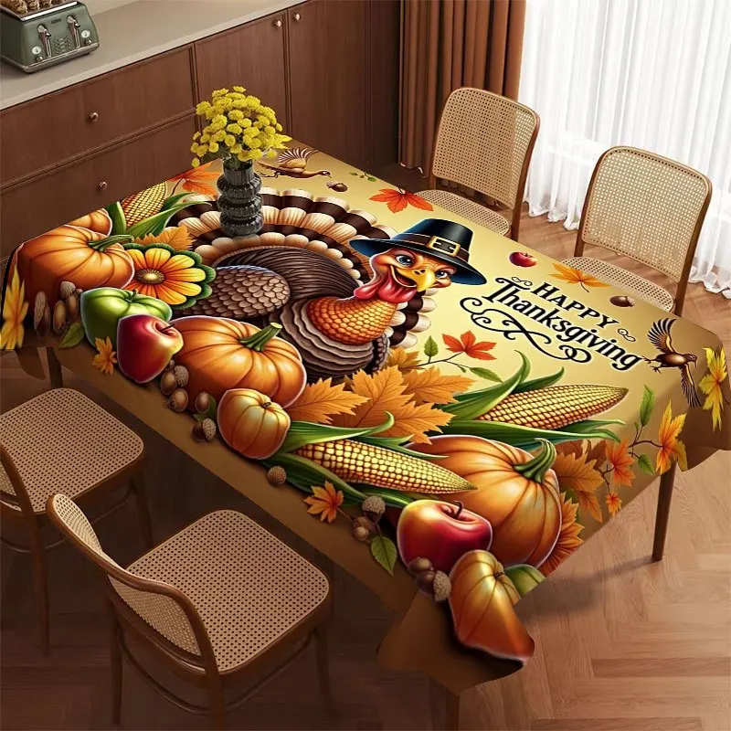 Thanksgiving Pumpkins Rectangular Table Cloth for Tables Decor Home Dinner Reusable Tablecloth for Party Picnic Decorations