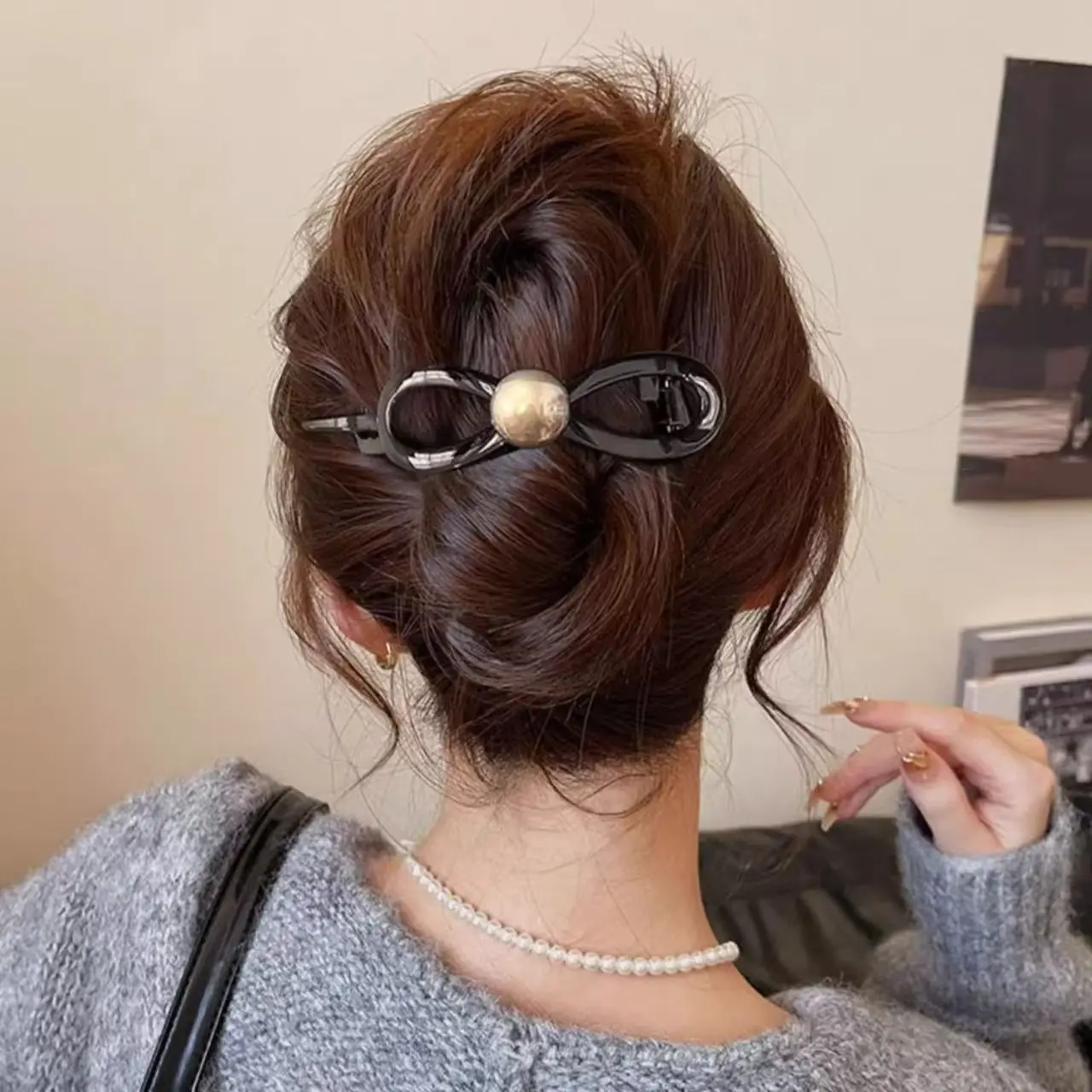 Neue gedrehte Haarspange aus Kunststoff, Imitationsperle, Haarnadel, gedrehtes Design, Haarnadel, Haarspangen, Damen-Haar-Accessoires – Detail 5