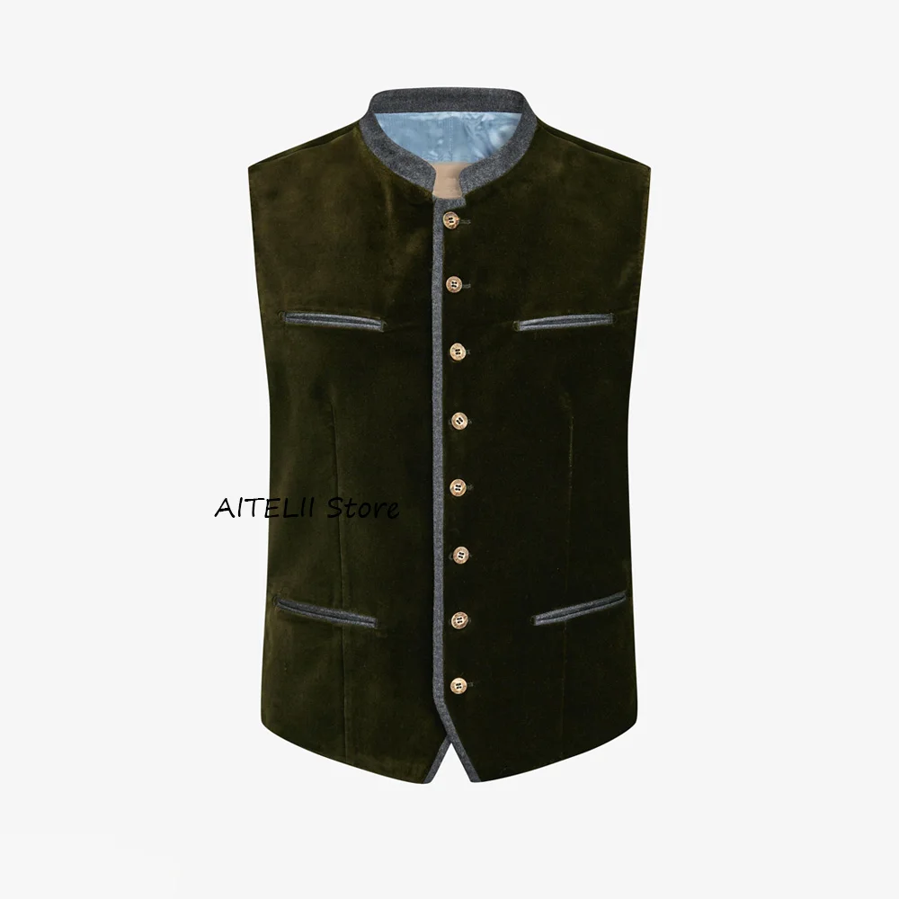 

Бархатный элегантный мужской жилет для мужского костюма, повседневный и стильный приталенный воротник-стойка, однобортный дизайн с одной карманой, классический