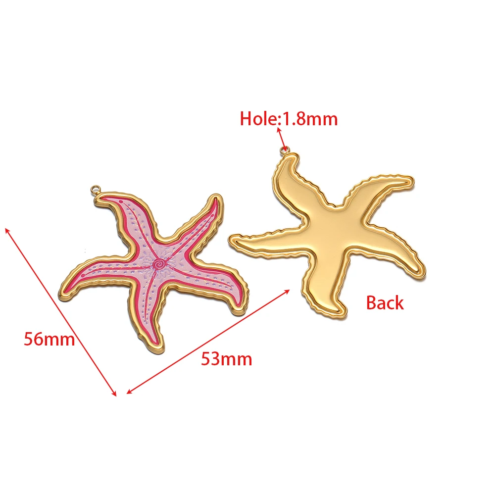 3 Stück Edelstahl-Emaille-Seestern-Anhänger für DIY-Kinder-Schmuck, Ohrringe, Halsketten-Charms, Armband-Bastelzubehör, Ozean-Serie – Detail 1