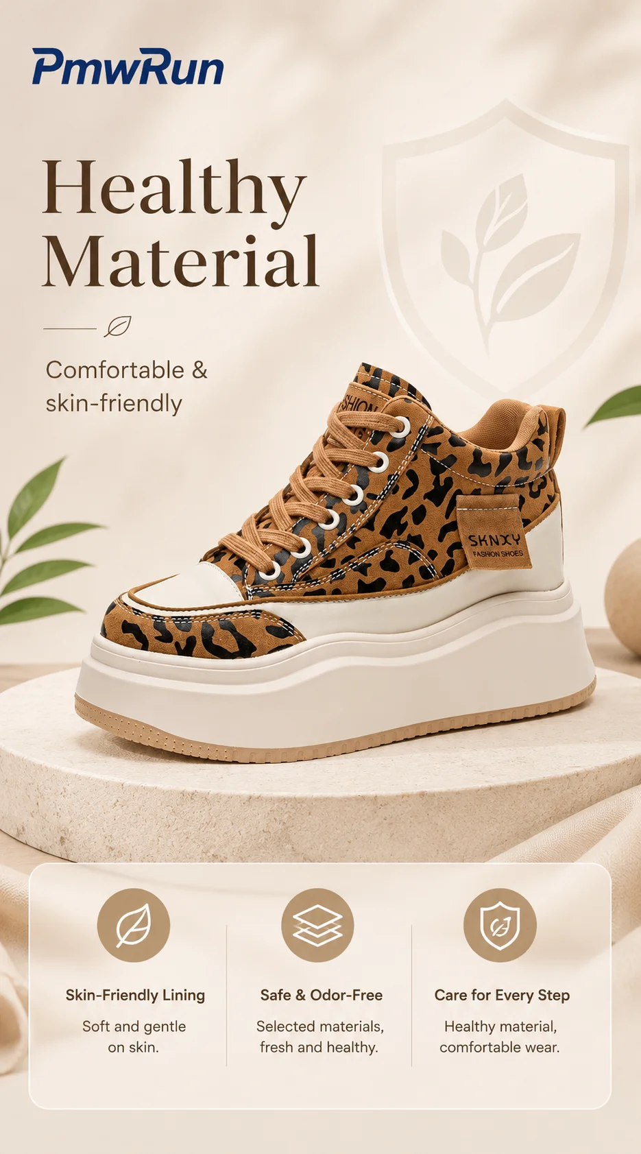 Trendige Mode-Leopardenstiefel für Damen PU-Leder Wasserdichte Herbststiefel für Frauen Höhenerhöhende Streetwear Damenstiefel – Detail 13