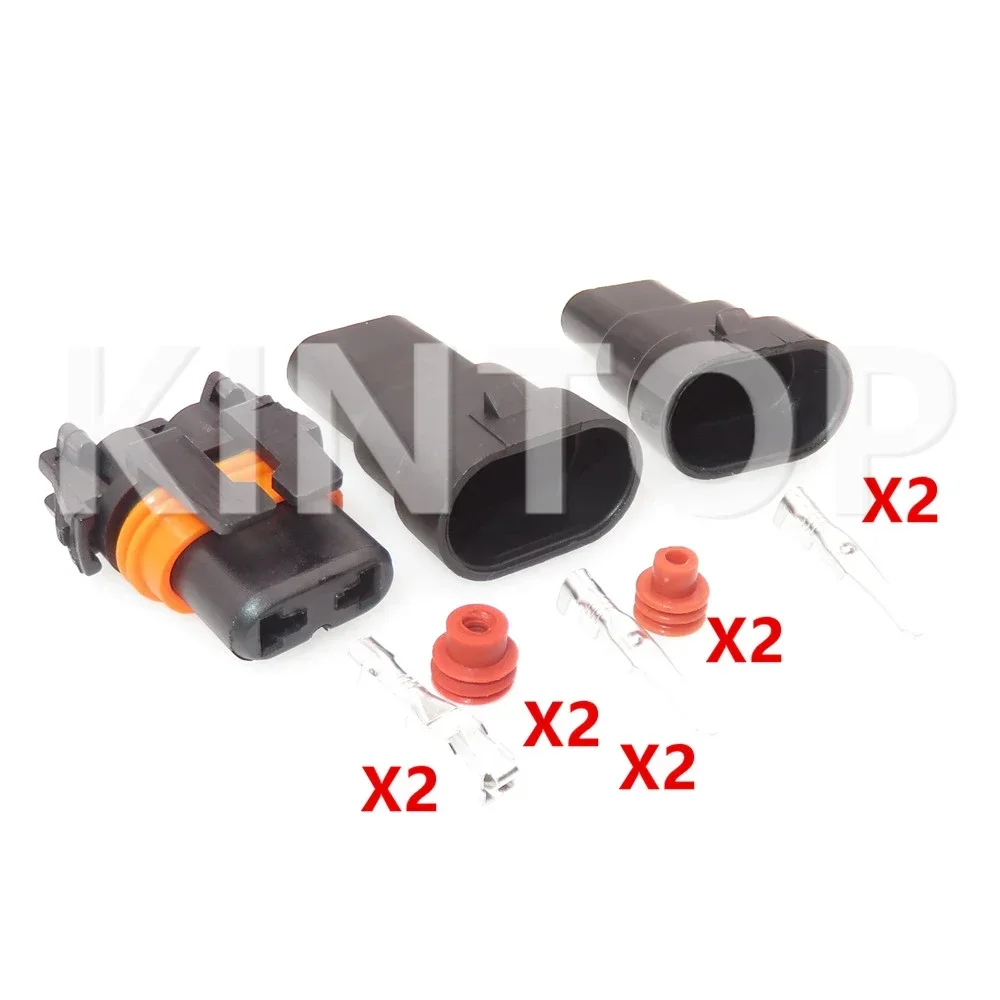 1 Set 2 Pins Auto HID Controller Waterproof Connector AC Assembly 12059181 12059183 Car Hernia Lamp Wiring Terminal Socket - Detail 1