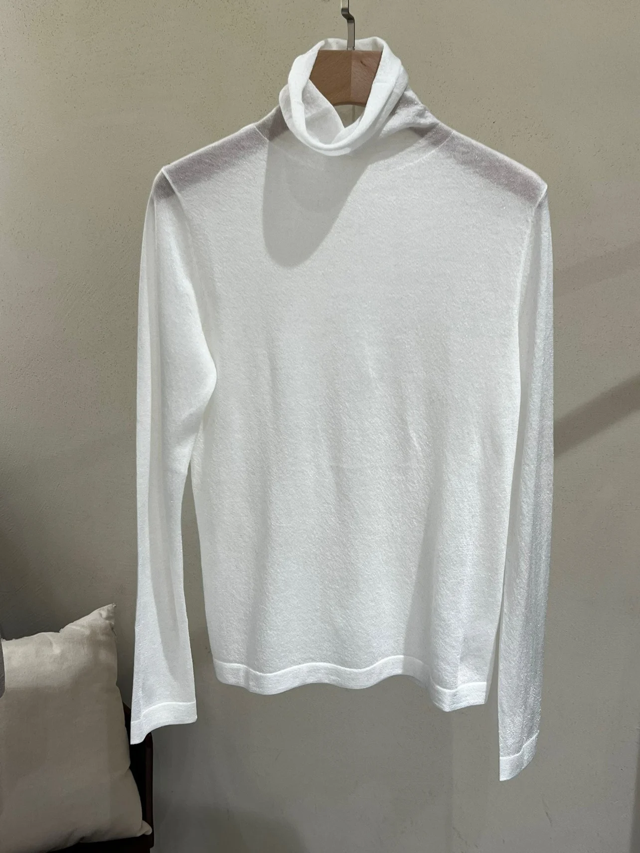 エレハイネ 超薄型伸縮性スパークリングシルク カメレベース イルト レディース ソフトウールニットトップ ビジネス通勤用