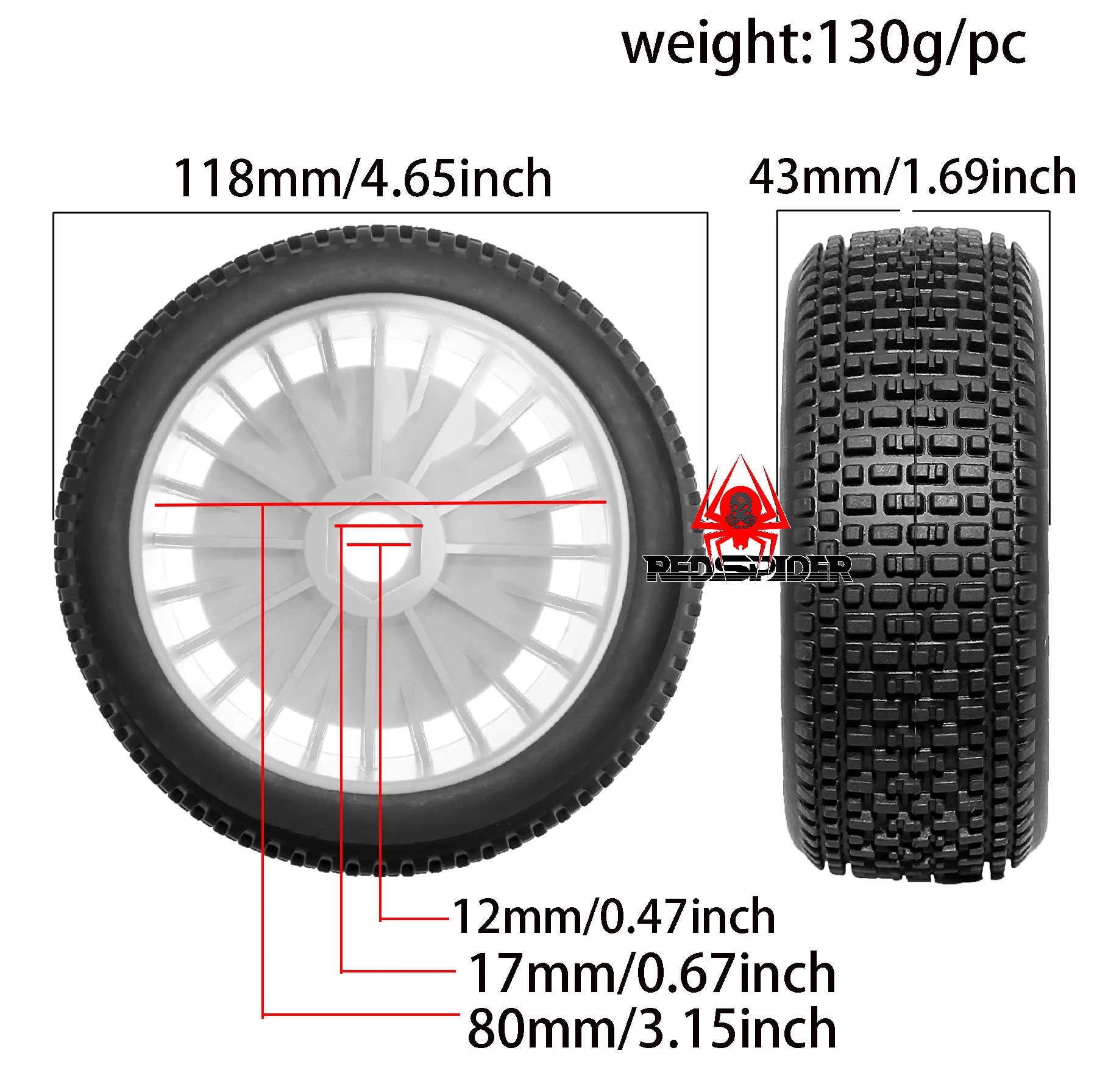 4PCS RC Hex 17mm Tires for ARRMA 1/8 Talion 6S BLX,Typhon 6S 3S BLX Redcat Team Losi HPI HPS Kyosho Hobao Rc Tires Wheels