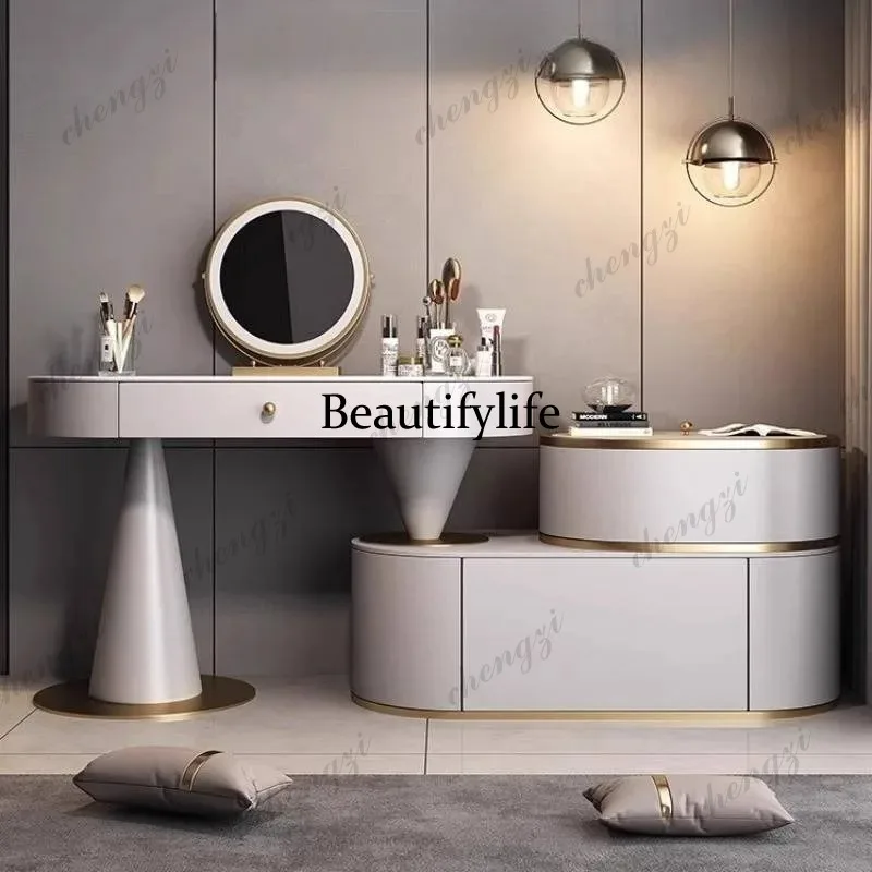 YL Makeup Gold Europe Vanity Table Decor Light Girls Sets Bedroom Vanity Table Mirror Home Storage Penteadeira Feminina Furnitur