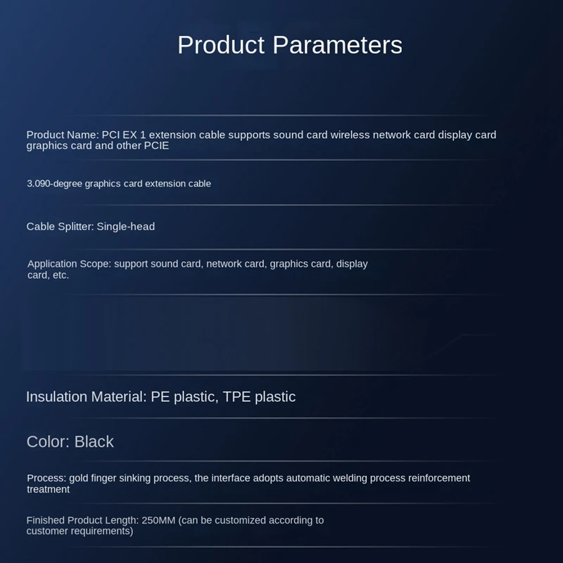 Pciex1 Extension Cable 3.090 Degree Graphics Card Extension Cable 250Mm