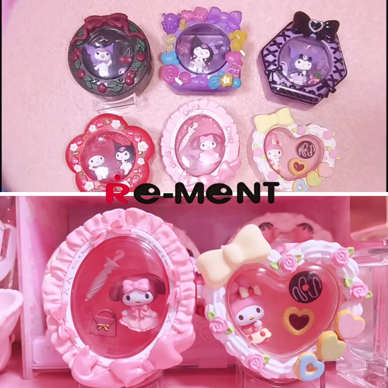 Rement My Melody & Kuromi Makeup Box-serie Miniatuurscène Blind Box-collectie Simulatiemodel Speelgoedmeisje Kerstcadeau