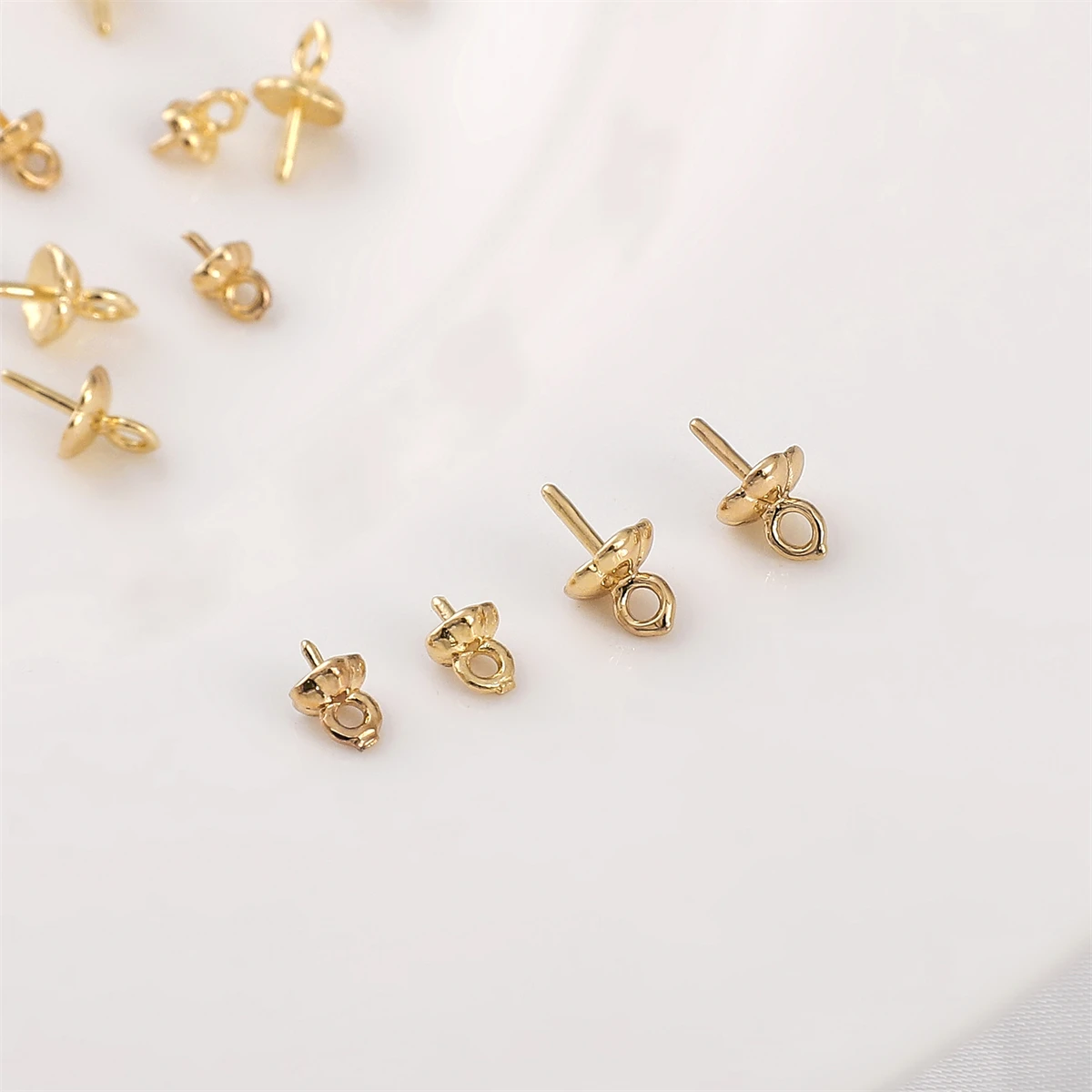 14K Gold Plated Mini Screw Eye Pins for Pearl Beads Screw Threaded Hooks Eyelets Clasps Findings for DIY Bracelet Jewelry Making