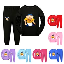 Anime Jeffy Hand Puppet Clothes Kids Cartoon Long Sleeve Pyjamas Youth Boys Sleepwear Children's Casual T-shirts Pants 2pcs Sets