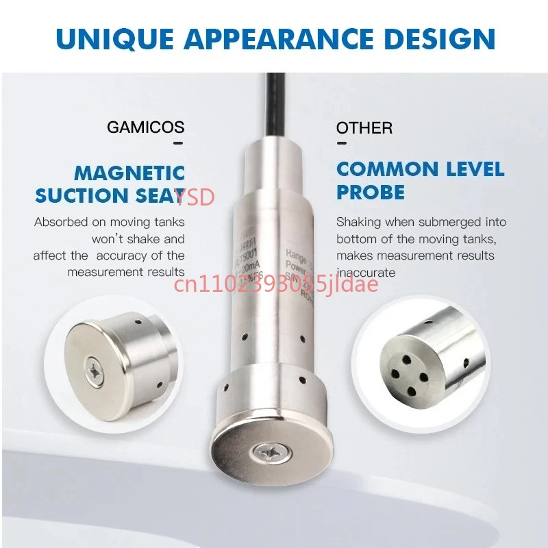Submersible Fuel Liquid Level Sensor, 4-20mA RS485 1m 2m 3m 5m Probe