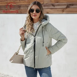 HaiLuoZi 2023 New Spring Women's Coat Hooded Slim Thin Female Parkas Quilted Casual Jackets Stylish Quality Women Outwear 7051
