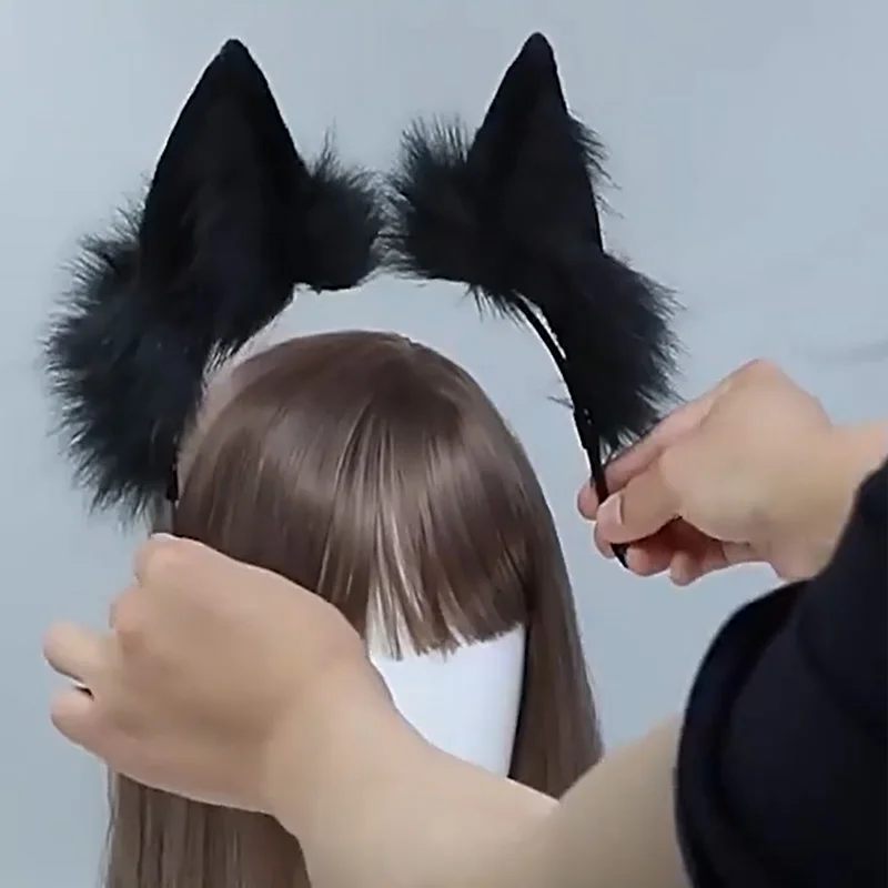 Lovely Plush Cat Ear Hair Hoops fasce Cosplay Faux Fur Hairband Lolita Girls Halloween Party Anime Headwear accessori per capelli