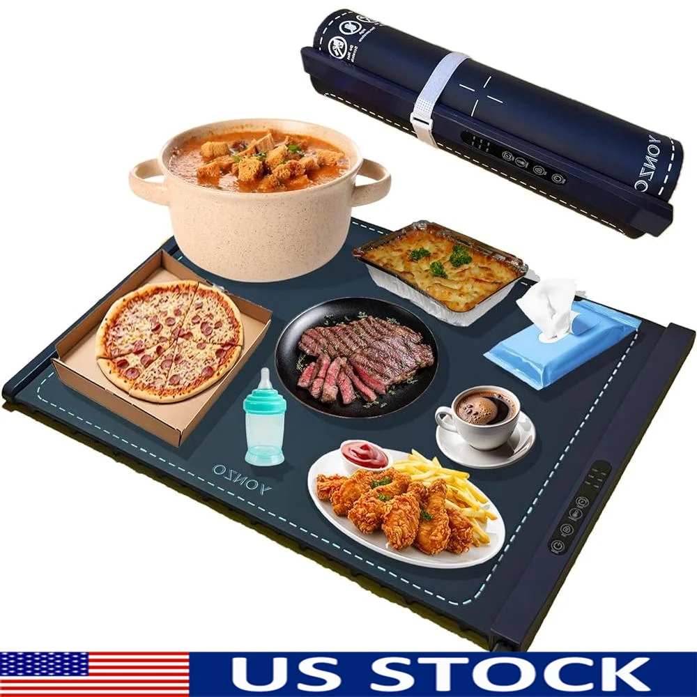 

Portable Electric Food Warming Mat Full Surface Hot Plate 260W Touch Control Timer Rapid Heating Multi-Functional Buffet Warmer