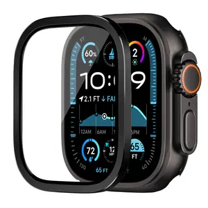 Bilashmart Tempered Glass Apple Watch Ultra 3 2 49mm Screen Protector Anti Scratch HD Film Metal Bumper iWatch 49mm Accessorie