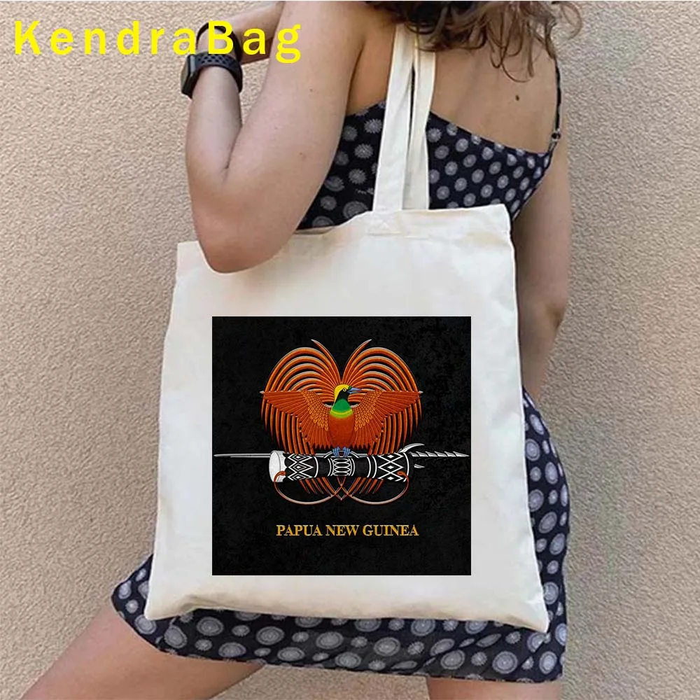 Love Heart Arms of Papua nuova Guinea Fag Map regali patriottici simboli nazionali Canvas Tote Bags borsa a tracolla grandi borse femminili