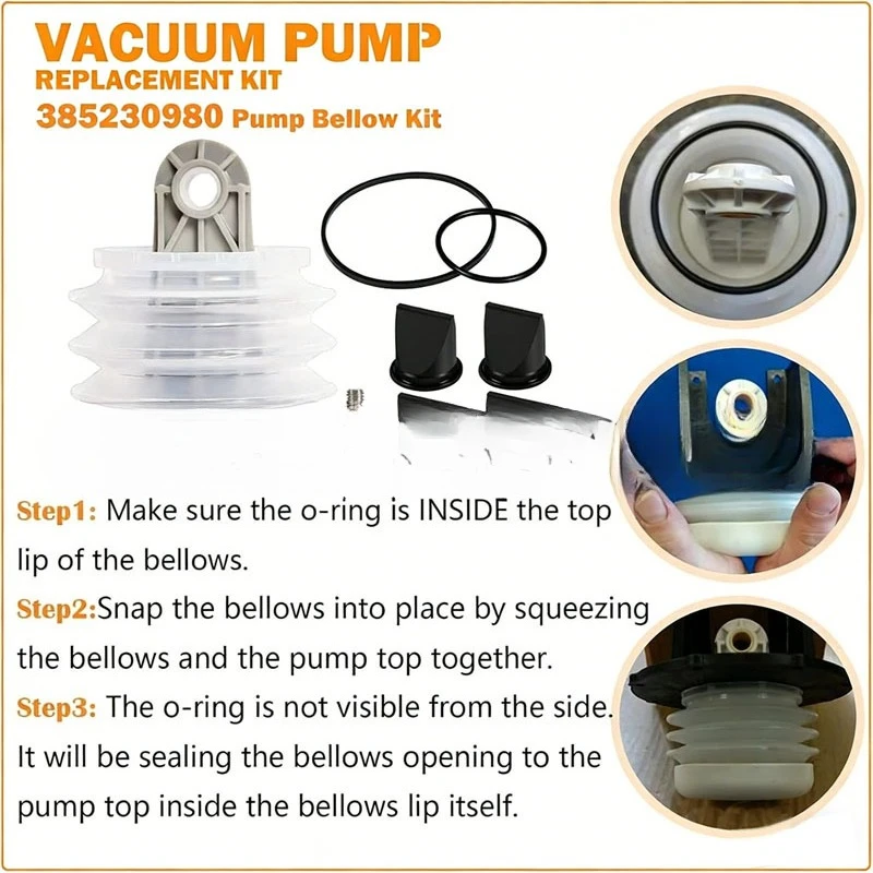 385230980 Vacuum Pump Bellows Kit 385310076 Duckbill Valve 385310151 O-ring