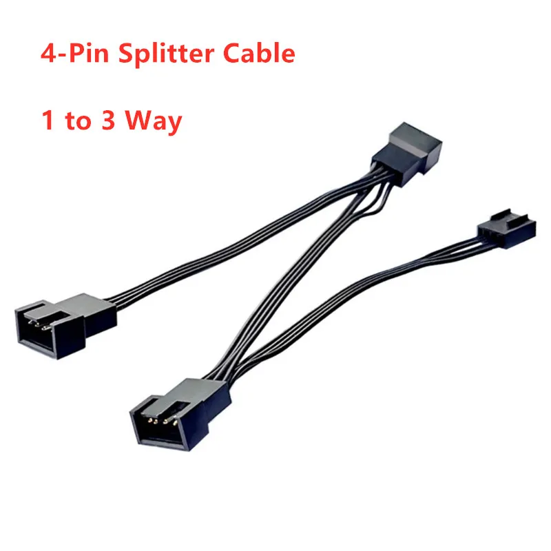 4-Pin Splitter Cable 4 Pin 1 to 3 Way PWM Fan Splitter Cable Sleeve Extension Cable Extension Fan Connector Power Cord