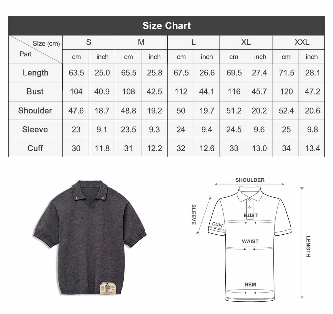 Maden Vintage High Quality Seagull Collar Solid Color Loose Short Sleeve Classic Casual Outdoor Summer Polo Shirts for Men