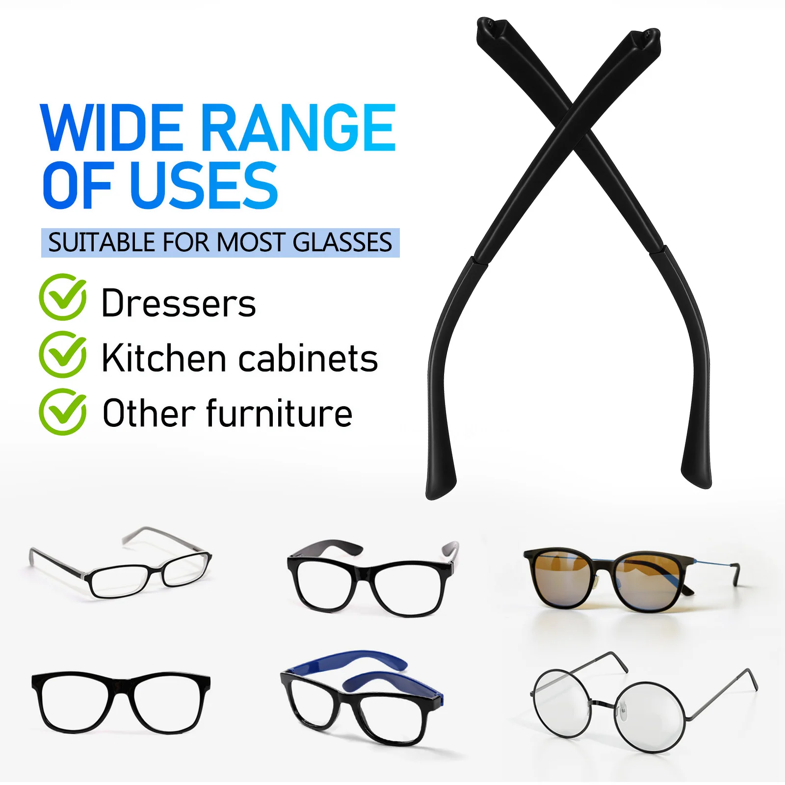 1Set Eyeglass Arm Legs Replacement Universal Glasses Temple Replacement Nonslip Lightweight Comfortable Eyeglasses Repair Kit