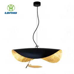 Lomin Lotus Leaf Pendant Light Flying Saucer Industrial Retro Design LED Light For Living Room Dining Room Home Decora Lights