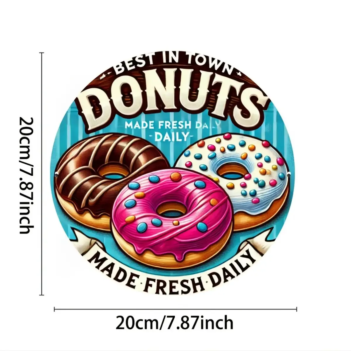 2D Flat Metal Sign for Donuts, - Best in The City, Vibrant Logo And Slogan for Donut Shop Retro Wall Art 8.0X8.0 inch Home Decor