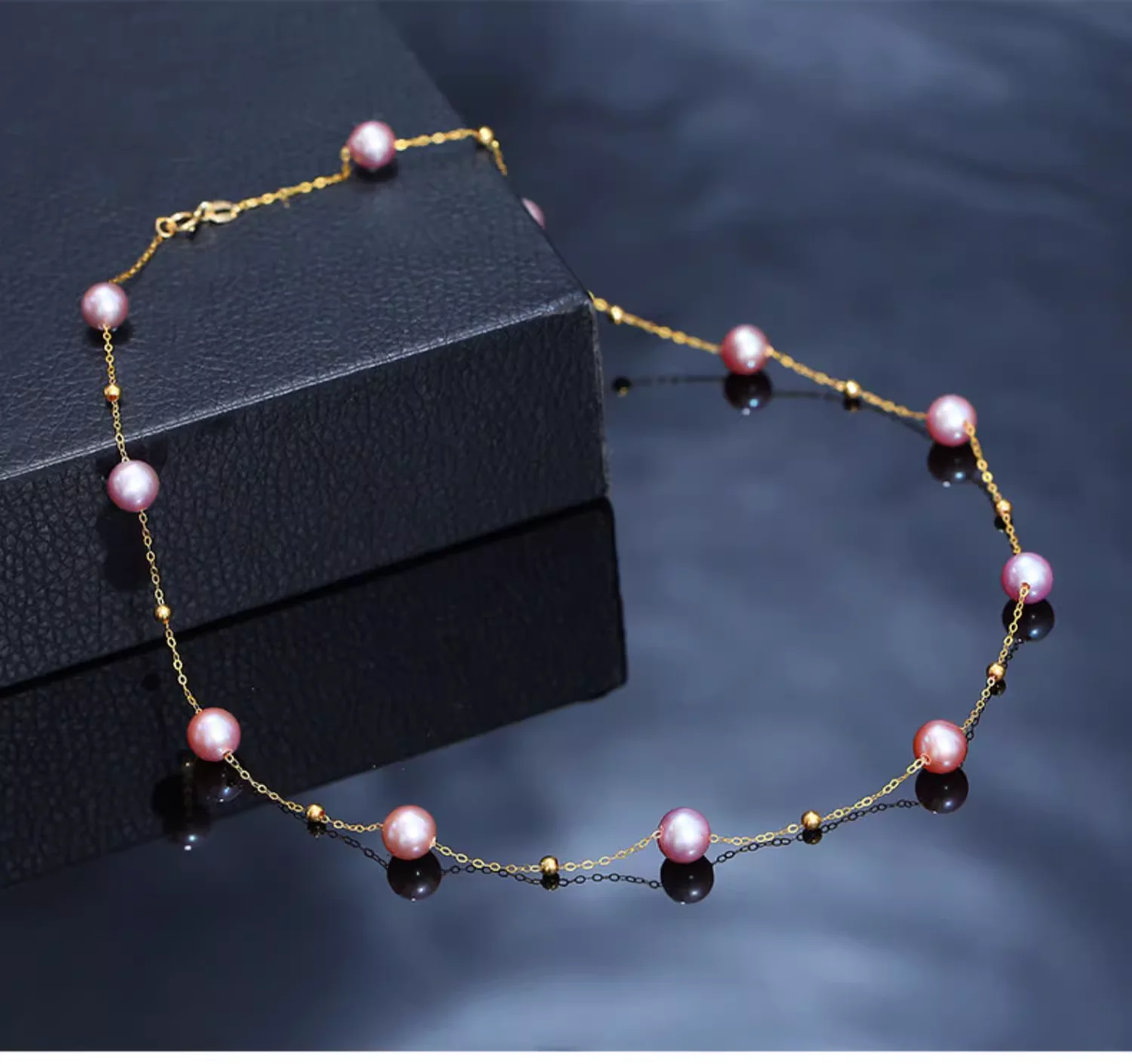

Pure 18K gold necklace AU750 natural freshwater pearl pendant necklace for women's fashion jewelry gift DC1056