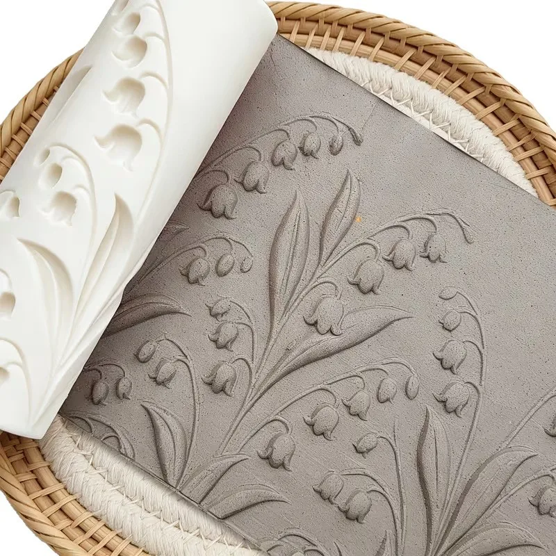 Lily of The Valley Floral Clay Texture Roller 3D Printed Embossing Mold DIY Pottery Polymer Clay Ceramic Sculpting Decor Tool