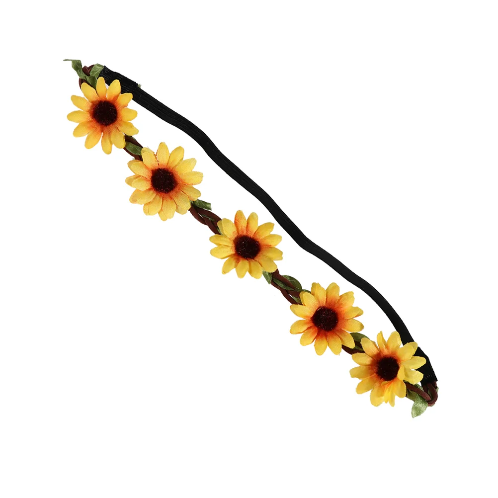 

5 Pcs Beach Party Flower Garland Garlands Hair Accessories Band Wreath Sunflower Hawaiian Headband Daisy