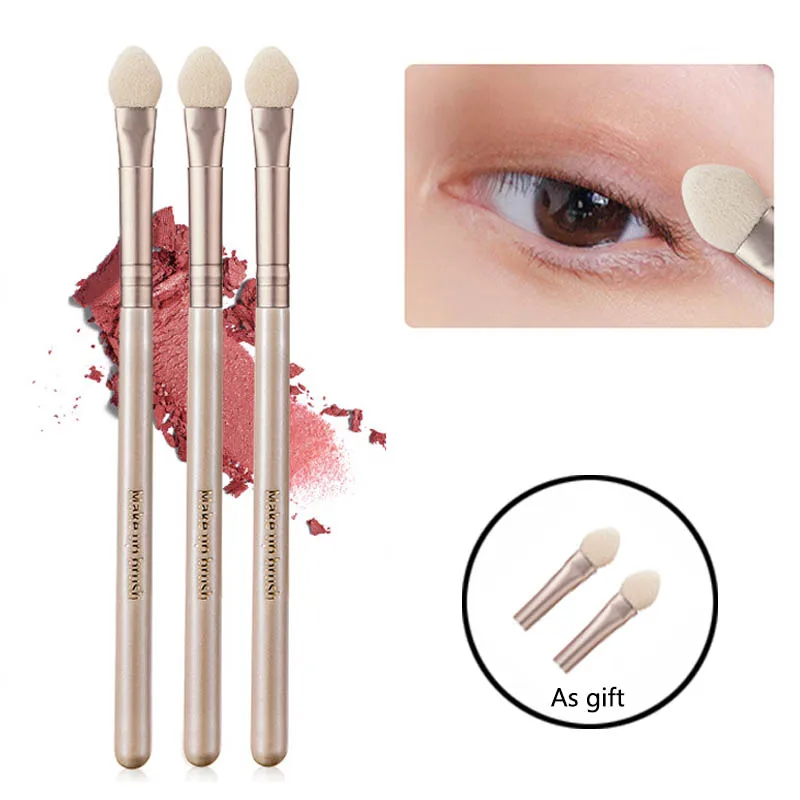 1Pcs Soft Sponge Eyeshadow Brushes Dual Sided Eyebrow Eyeliner Applicator Portable Eye Makeup Tools With 2 Replacement Head