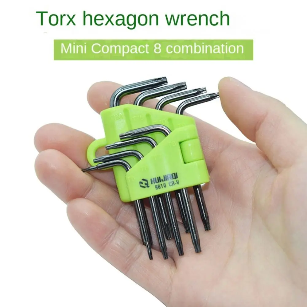 8 in 1 Hexagon Screwdriver Wrench Bit Set T5-T20 CR-V Star Torx Wrench Wrench Tool Kit with Carrying Holder Portable