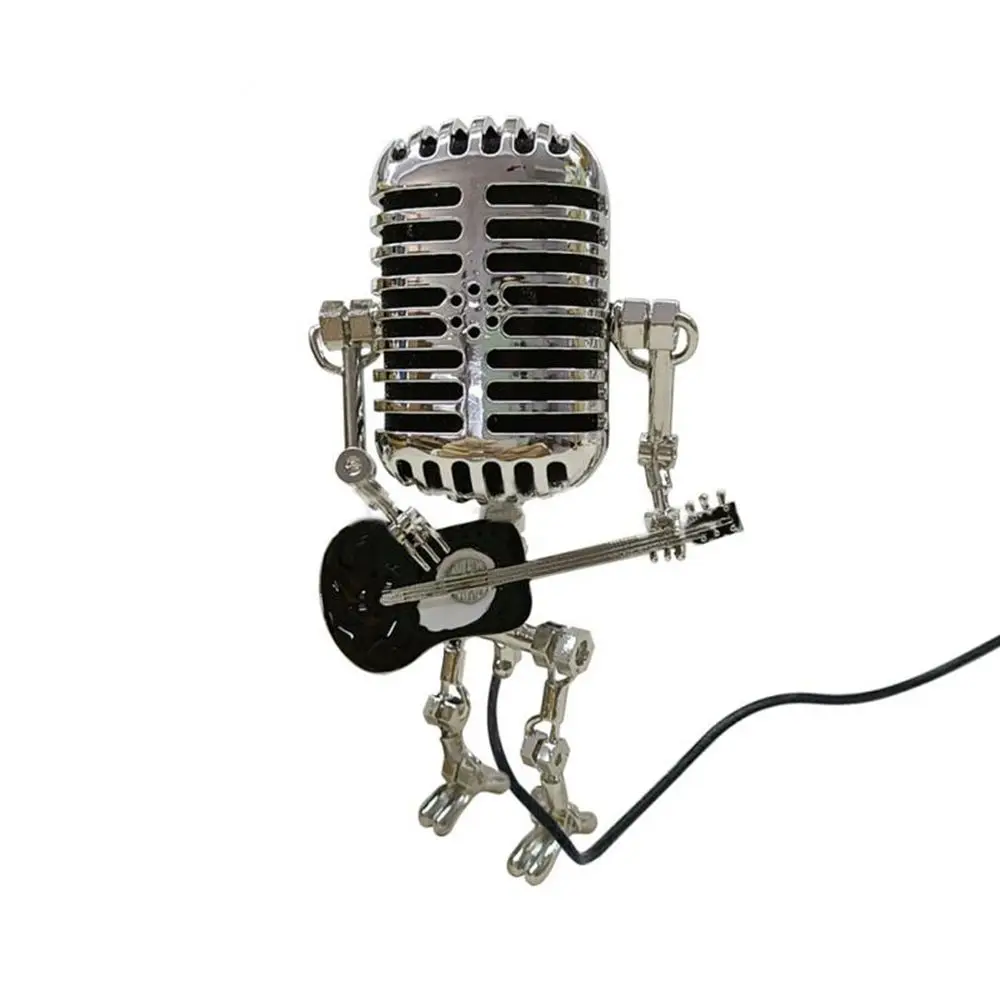 Model Ornaments Retro Wrought iron Desk lamp Decorations Robot Microphone for playing guitar