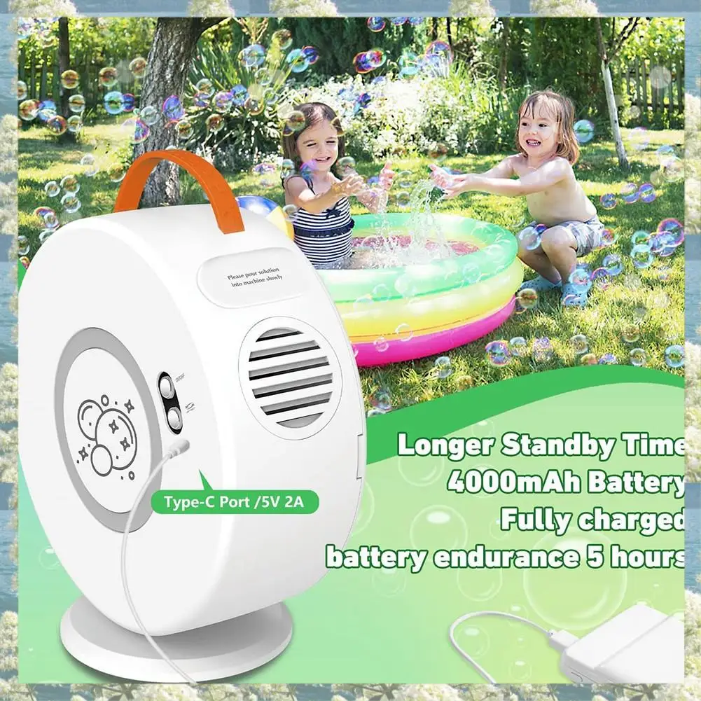New-Bubble Machine For Kids , Rechargeable Bubbles Blower Maker For Outdoor , Automatic Rotating 90°&360° Bubble Toys Durable Wh