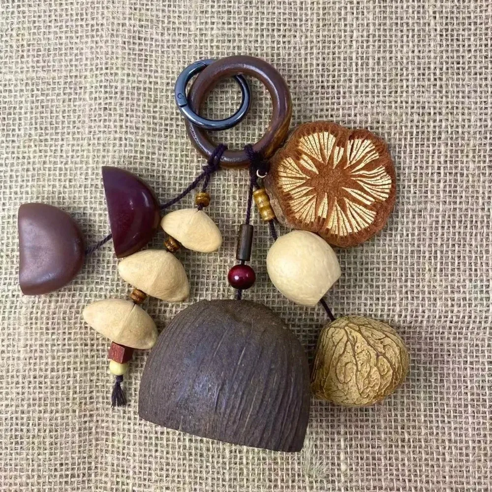 Natural Nut Shell Nut Shell Bell Sound Ringing Hand Cranked Natural Fruit Shell Pendant Handmade Hanging Bell