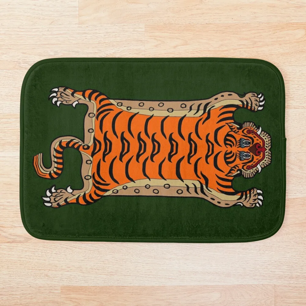 

Tiger Skin Green Carpet Flannel tibet nepal asia jungle animal culture buddhism tibetanrug Stripes Absorbent Mat for home