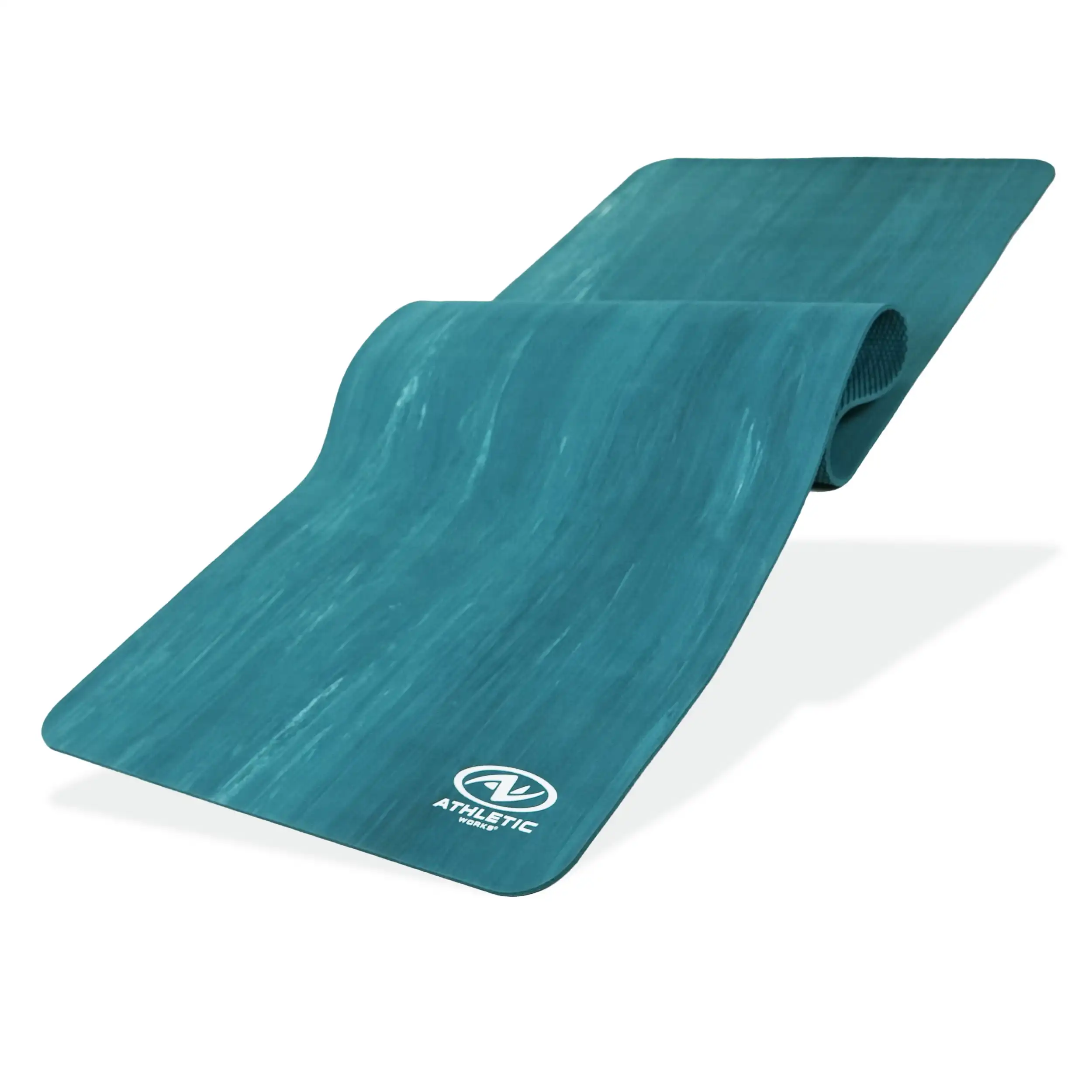 

4mm Rubber Yoga Mat Available in a fashionable green marble color designed for yoga enthusiasts