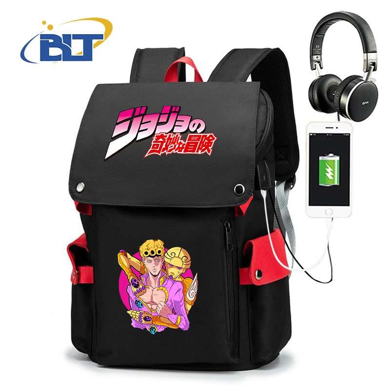 Jojo Bizarre Adventure anime zainetto youth usb zaino borsa da viaggio all'aperto di grande capacità