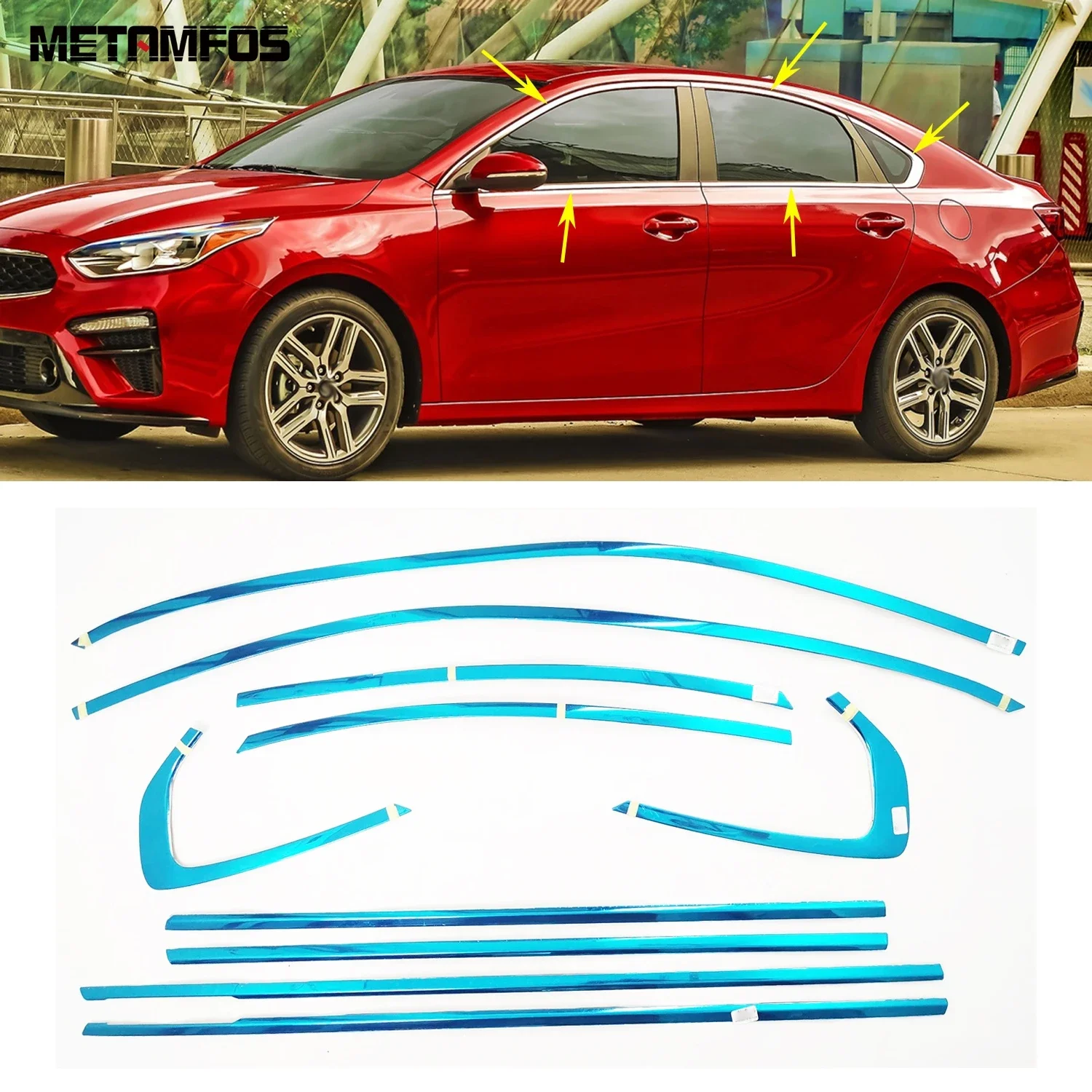 For Kia Forte Cerato 2019-2024 k3 2019-2022 Stainless Upper+Lower Window Sill Frame Cover Trim Sticker Accessories Car Styling