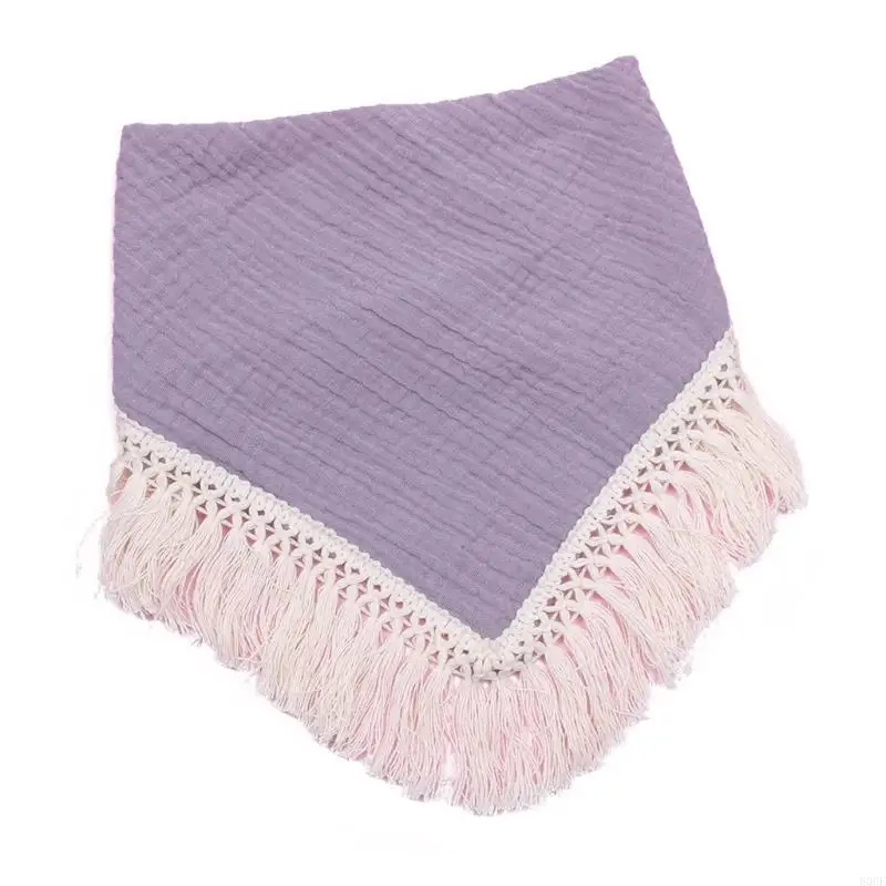 

E06F Infant Burp Cloth Tassel Feeding Bib for Baby Boys Girls Sweat Towel Wipe Cloth