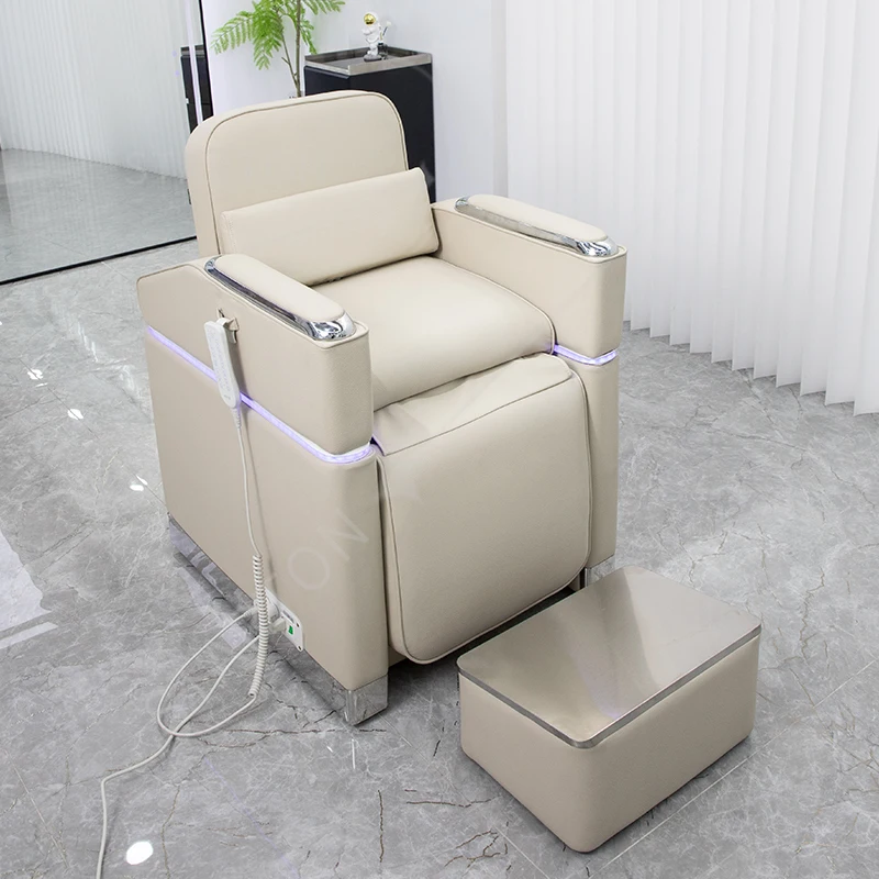 Nail Salon Electric Adjustment Pedicure Chair Shampoo Commercial for Hair Stylist Modern Beauty Salon Furniture Soft Sofa
