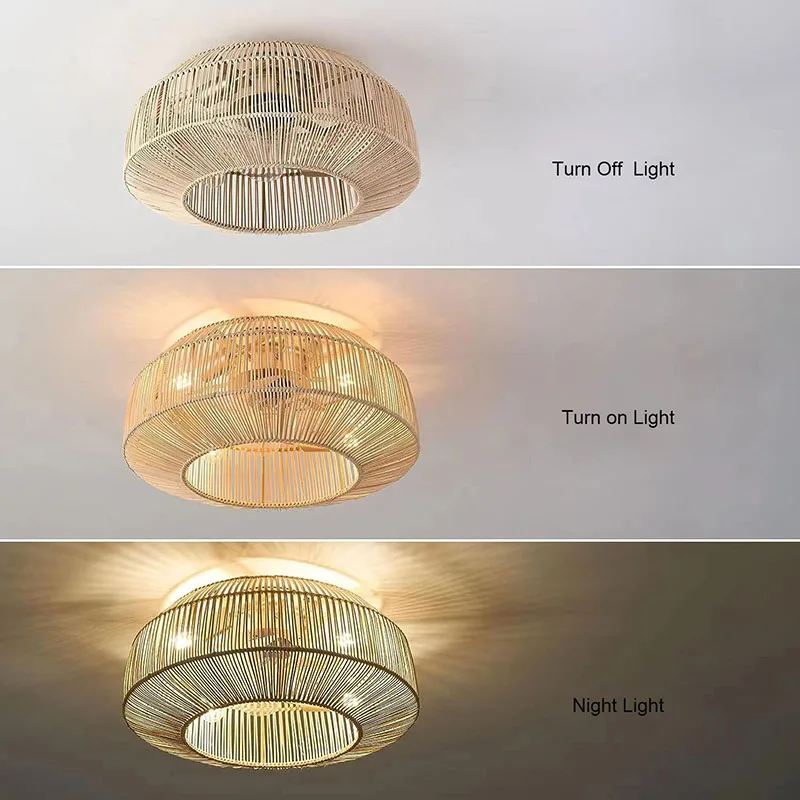 Smart Ceiling Fan Fans With Lights Remote Control Bedroom Decor Ventilator Lamp 50cm Air Invisible Blades Retractable Silent