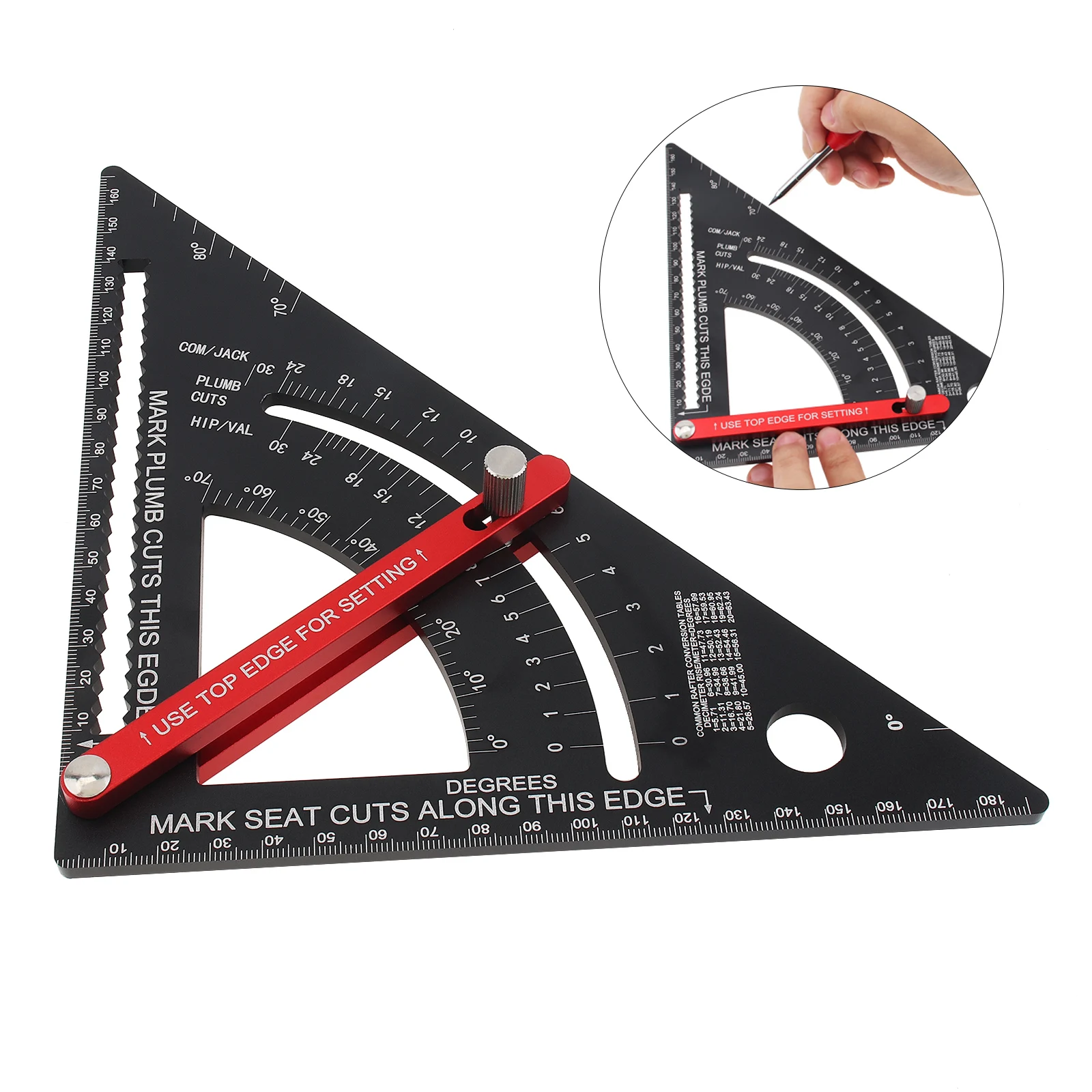 

Alloy Angle Protractor Triangle Ruler Multi Angle Positioning Tool Measuring Gauge with Adjustable Rod for Building Framing Tool