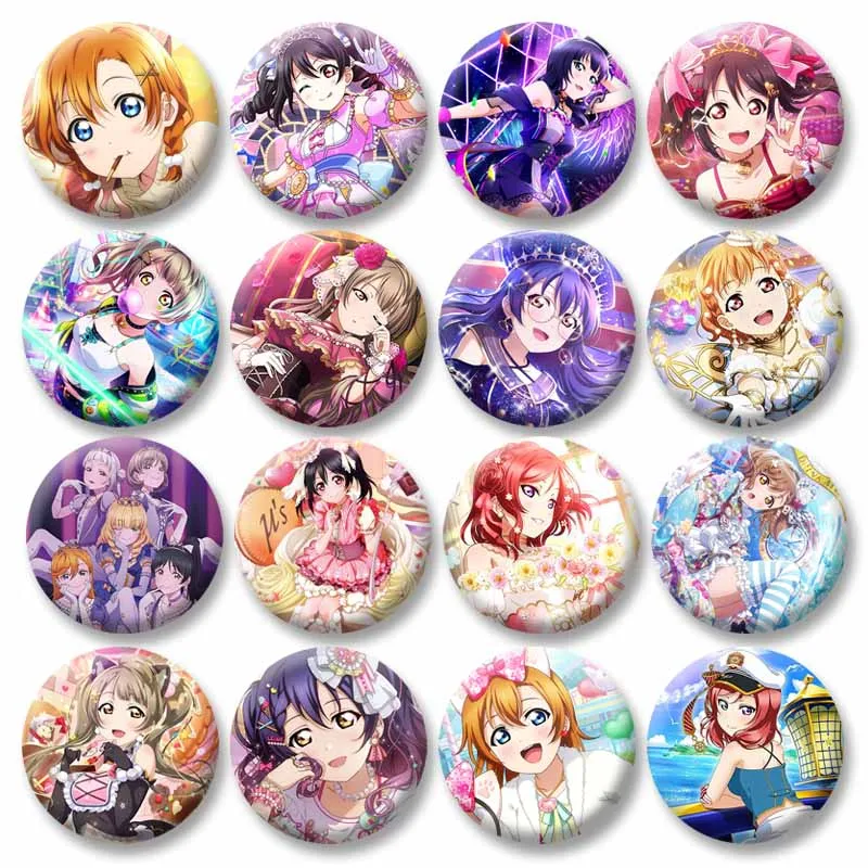 Love Live School Idol Project Anime Badge Music Game Honoka Nico Yazawa Tinplate Round Brooch Pins Hat Clothing Accessories Gift