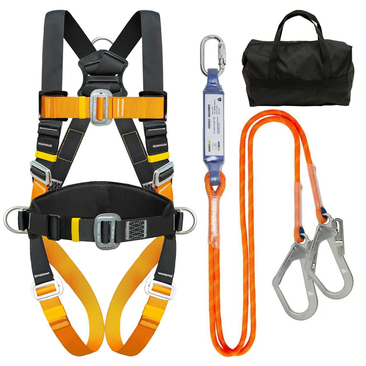 Fall Protection Safety Harness Kit forWorking at Heights-Includes Safety Lanyard;Designed for Construction Work
