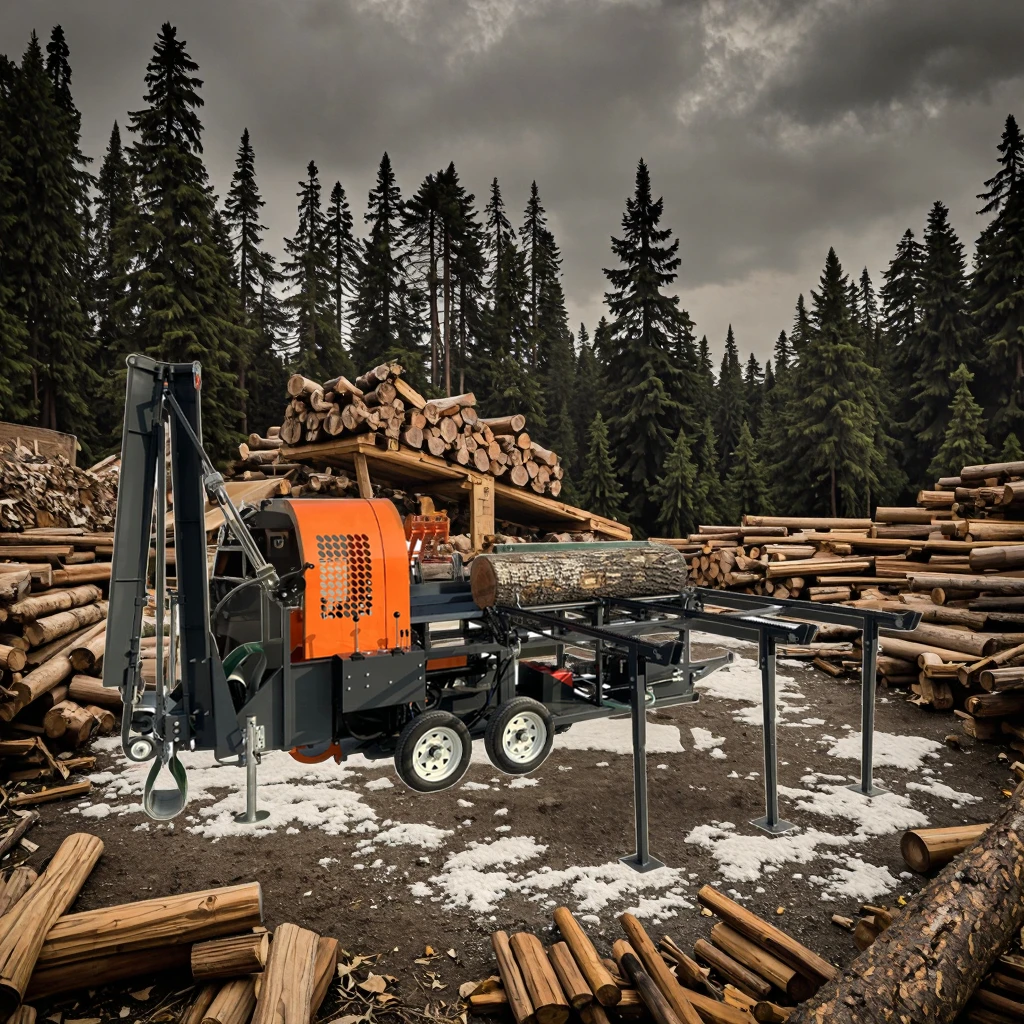 30 Ton Automatic Forestry Machine Log Splitter Firewood Wood Processor Log Processing